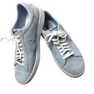 Converse All Star Suede Leather Low Top Blue Sneaker 7.5  Retro Low Profile Shoe